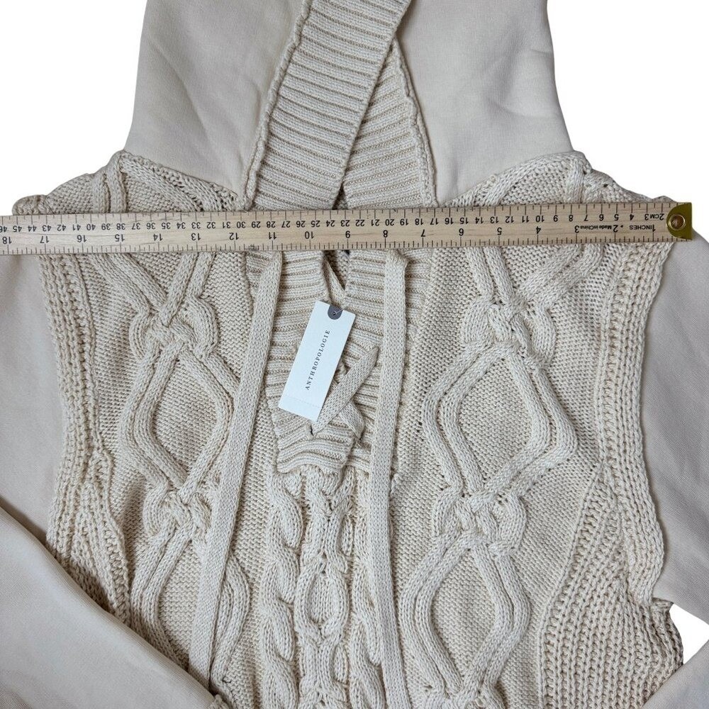 NWT ANTHROPOLOGIE Pilcro Sweater Chunky Cable Knit Collar Women's XS Cream - Picture 6 of 12